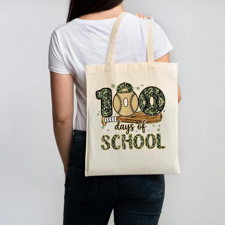 100 Days Of School Baseball Camo Boys Kids 100th Day Canvas Tote Bag