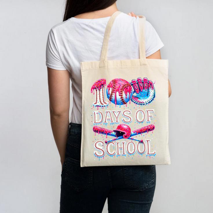100 Days Of School Baseball Lover Donut Drip Boy Girl Canvas Tote Bag