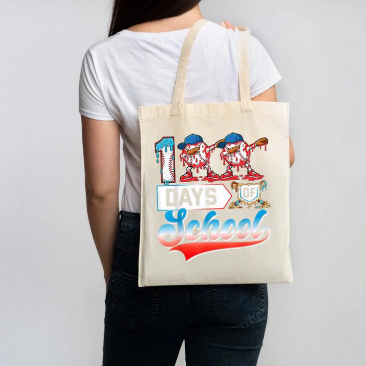 100 Days Of School Boys Baseball Drip 100th Day Dabbing Ball Canvas Tote Bag