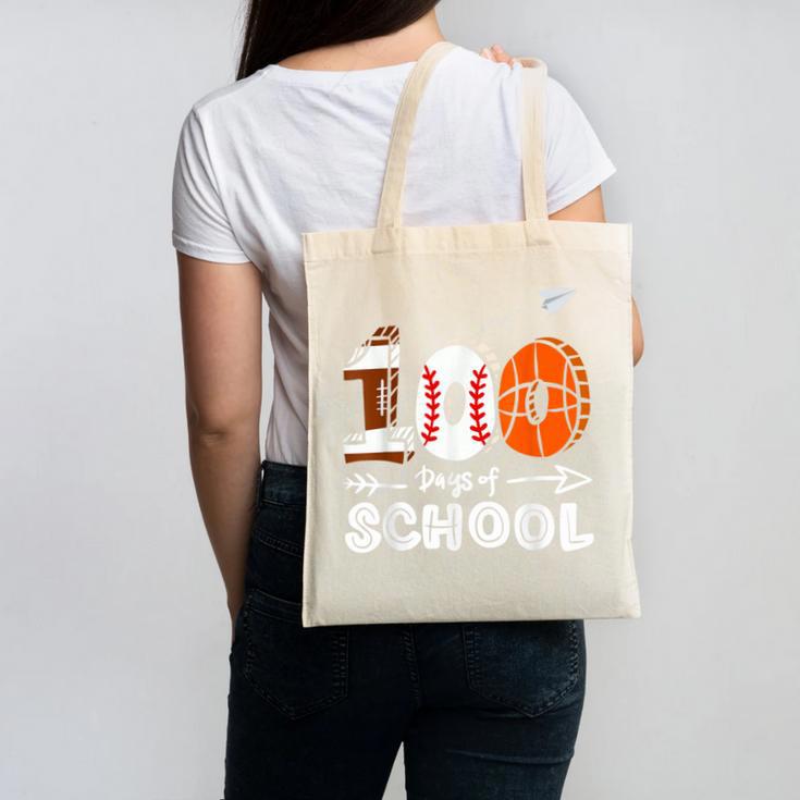 100th Day Of School Basketball Baseball Football Kids Boys Canvas Tote Bag