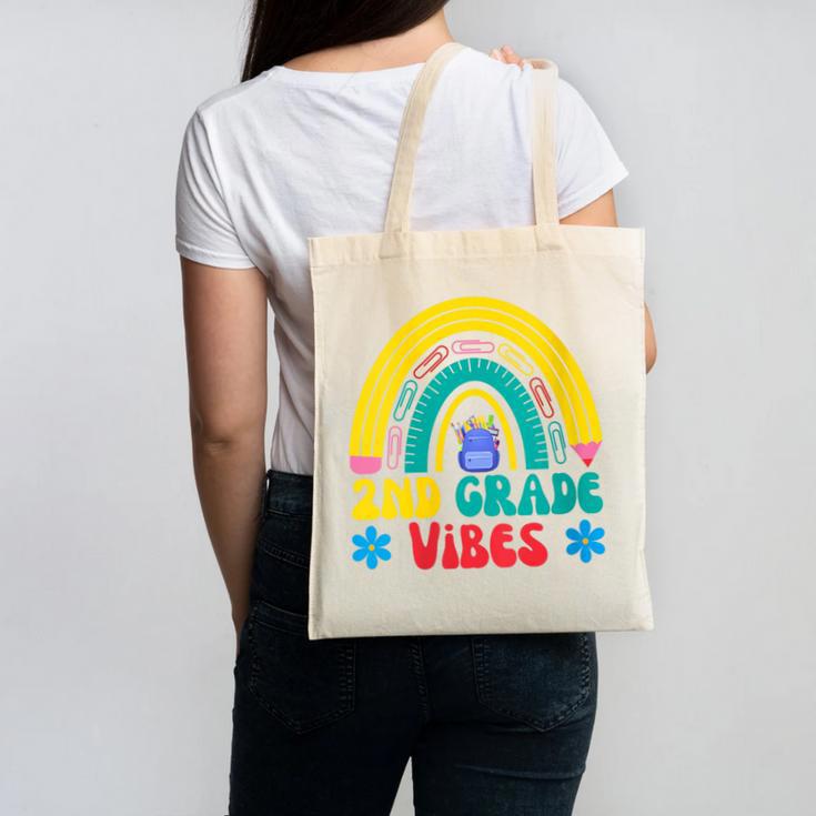 2nd Grade Vibes Back To School Rainbow Second Grade Canvas Tote Bag