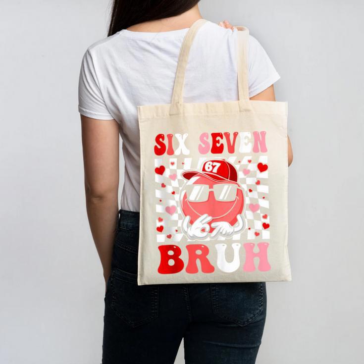 6 7 Bruh Six Seven Valentine Heart Baseball Canvas Tote Bag