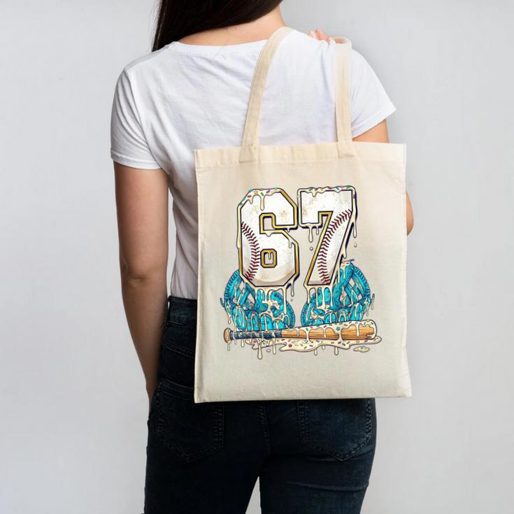 67 Baseball Drip Boys Youth Kids 6-7 Ice Cream Dripping 6 7 Canvas Tote Bag