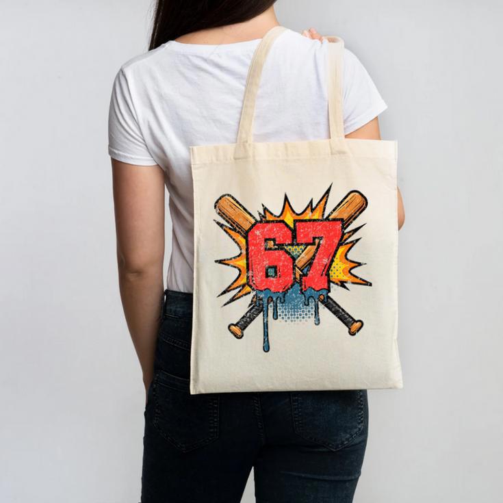67 Sports Meme – Baseball Bats Number 6 7 Canvas Tote Bag