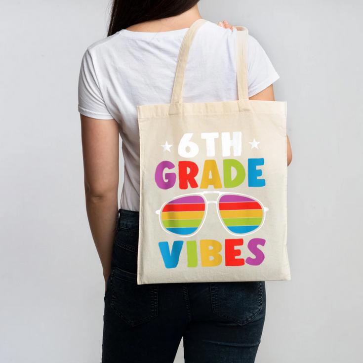 6th Grade Back To School Sunglasses Vibes Retro First Day Canvas Tote Bag