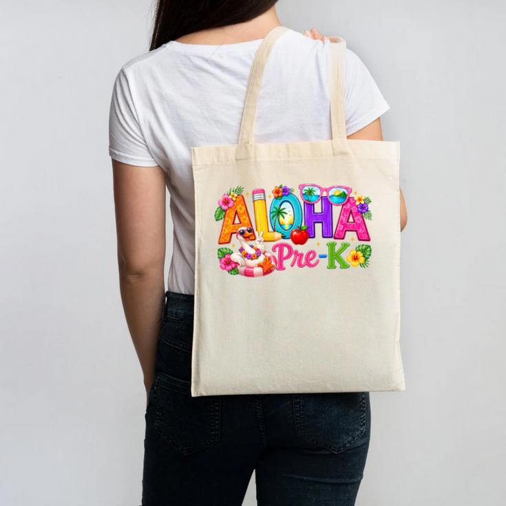 Aloha Pre-K Tropical Floral Beach Silly Goose Back To School Canvas Tote Bag