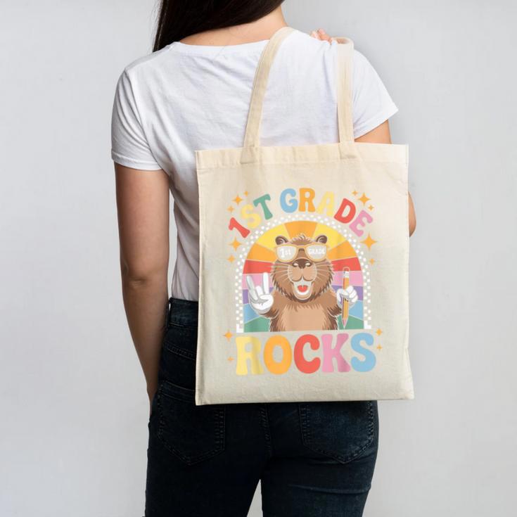 Back To School 1st Grade Capybara First Grade Rocks Canvas Tote Bag