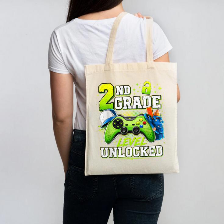 Back To School 2nd Second Grade Level Unlocked Gamer Kid Canvas Tote Bag