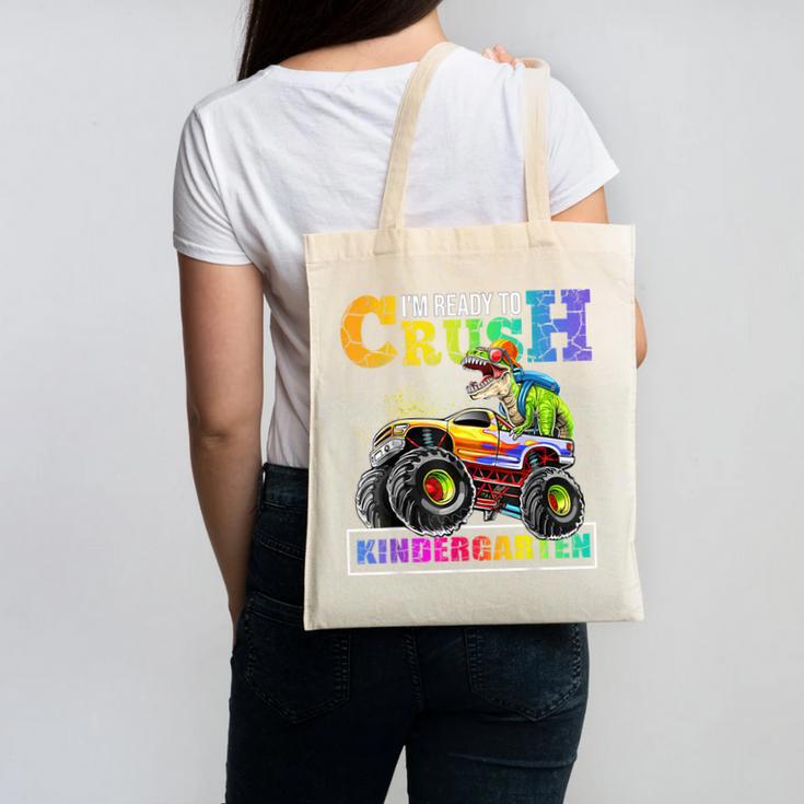Back To School Boy Dinosaur I'm Ready To Crush Kindergarten Canvas Tote Bag