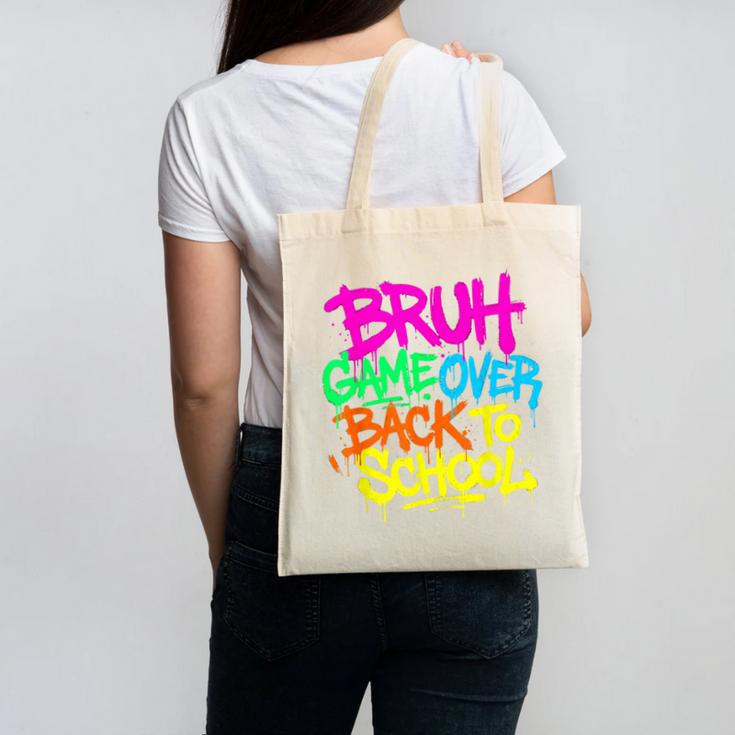 Back To School Bruh Game Over Gaming Boys Canvas Tote Bag