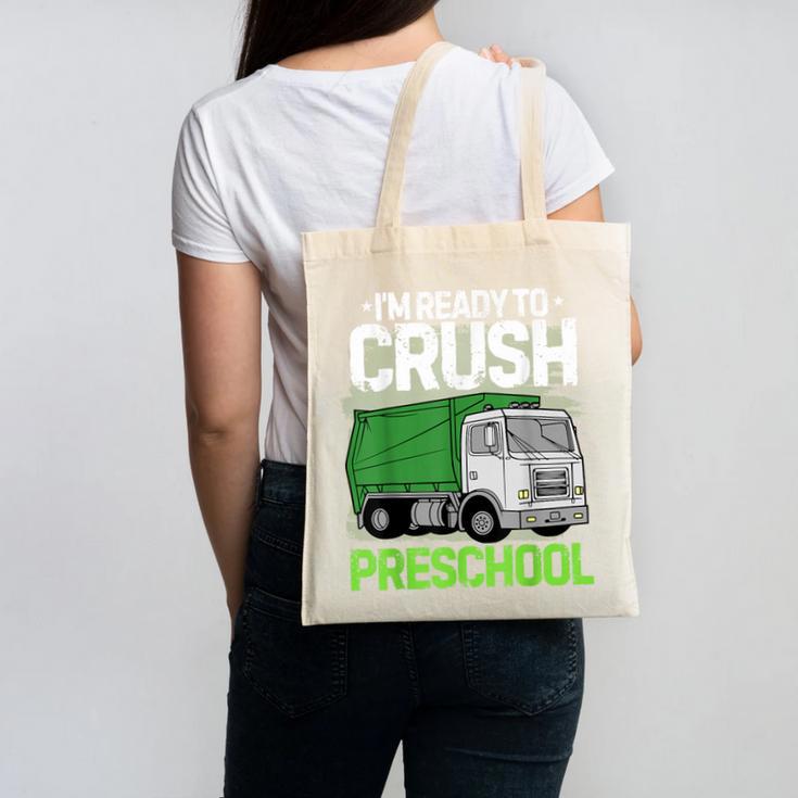 Back To School First Day Of Preschool Garbage Truck Boys Canvas Tote Bag