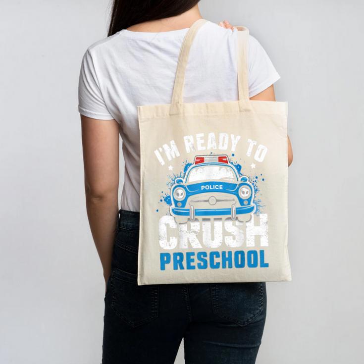 Back To School First Day Of Preschool Police Car Boys Canvas Tote Bag
