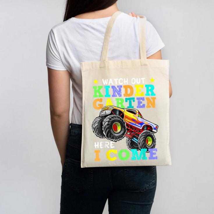 Back To School Kindergarten Here I Come For Boy Kid Truck Canvas Tote Bag