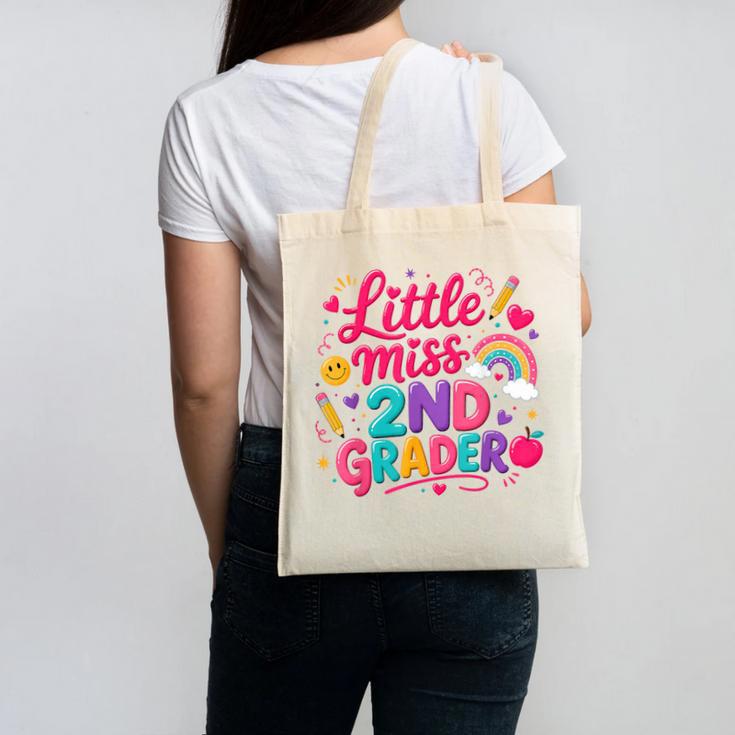 Back To School Little Miss 2nd Grader Rainbow Girl Canvas Tote Bag