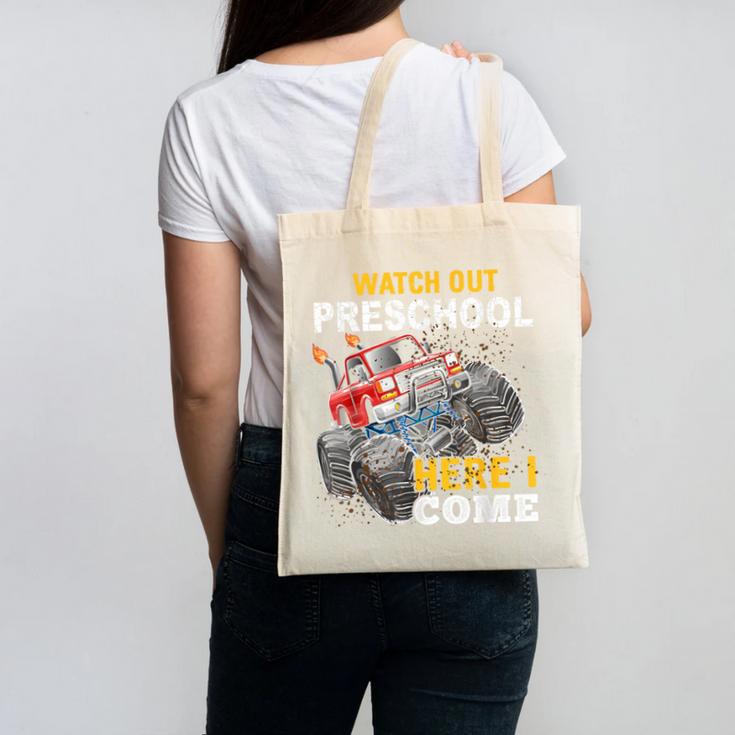 Back To School Preschool Here I Come For Boy Kids Truck Canvas Tote Bag