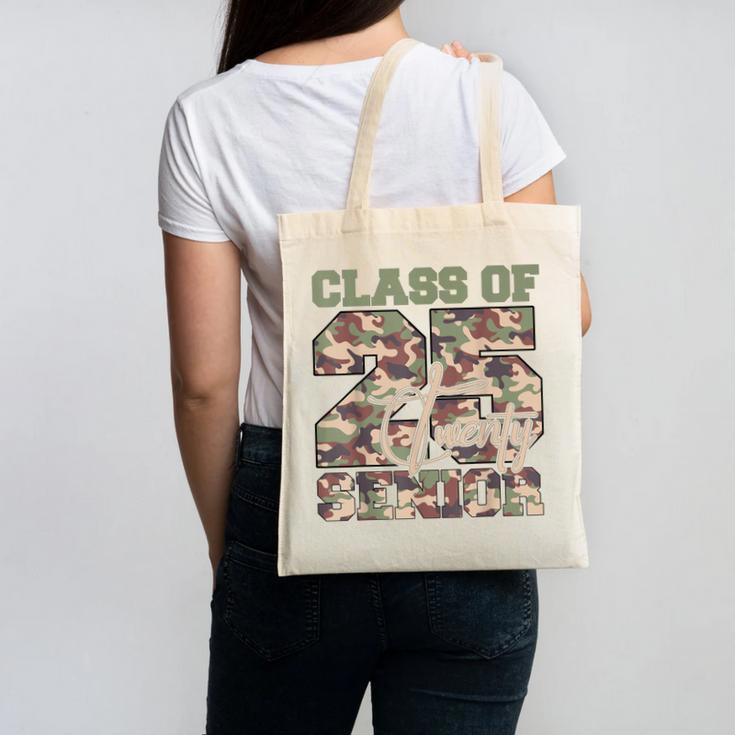 Back To School Senior 12th Grade Class Of 2025 Camouflage Canvas Tote Bag