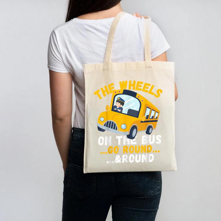 Back To School The Wheels On The Bus Go Round And Round Kids Canvas Tote Bag