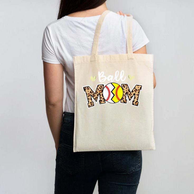 Ball Mom Leopard Baseball Softball Player Mom Canvas Tote Bag