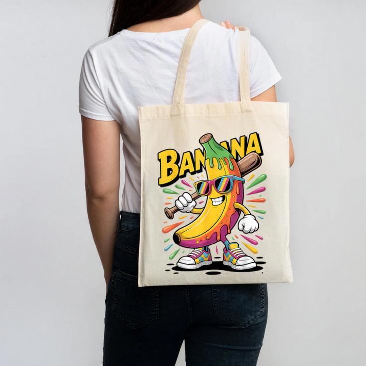 Banana Baseball Cartoon Cool Sports Kids Teens Canvas Tote Bag