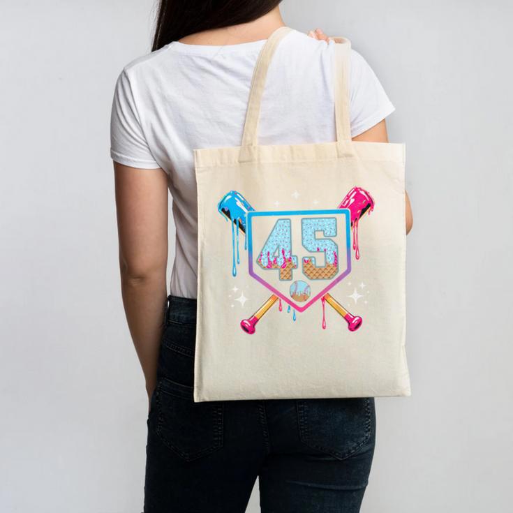 Baseball 45 Year Old Ice Cream Drip 45th Birthday Number 45 Canvas Tote Bag