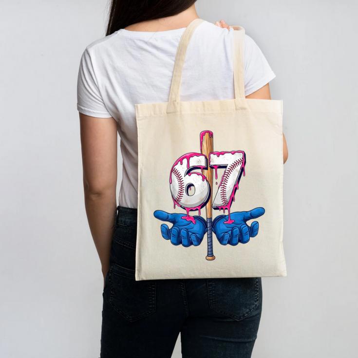 Baseball 67 Six Seven Gen Alpha Meme Drip Canvas Tote Bag