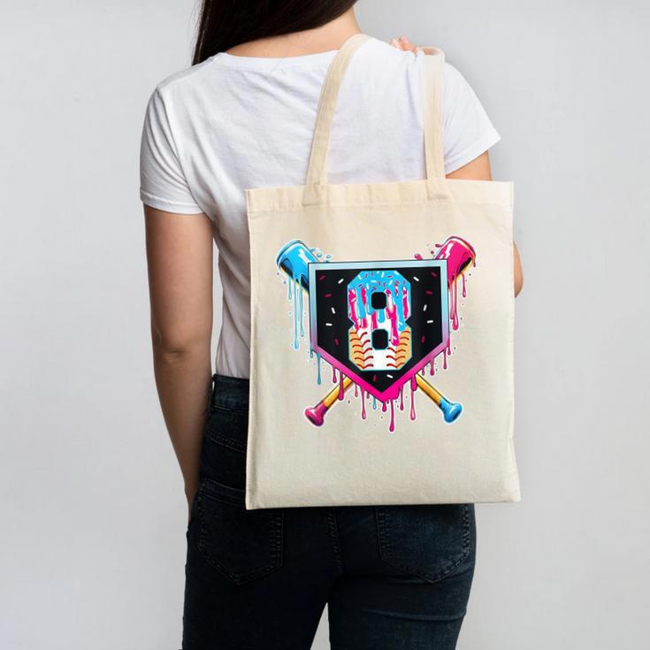 Baseball 8 Year Old Boy Ice Cream Drip 8th Birthday Player Canvas Tote Bag