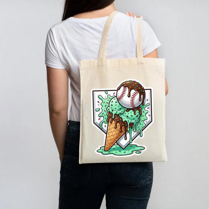 Baseball Boys Ice Cream Drip Baseball Boys Youth Mint Choco Canvas Tote Bag