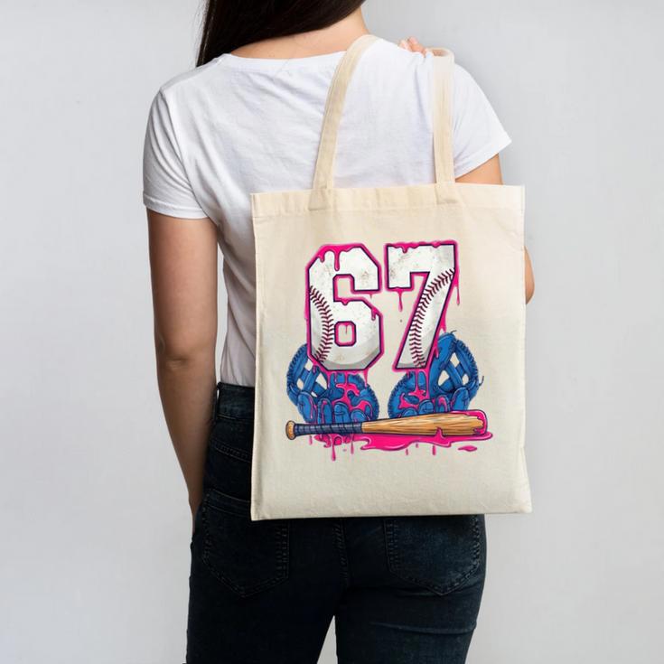 Baseball Drip 67 Meme Six Seven 6-7 Gen Alpha Slang Canvas Tote Bag