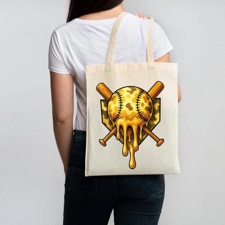 Baseball Drip Ice Cream Camo Cool Canvas Tote Bag