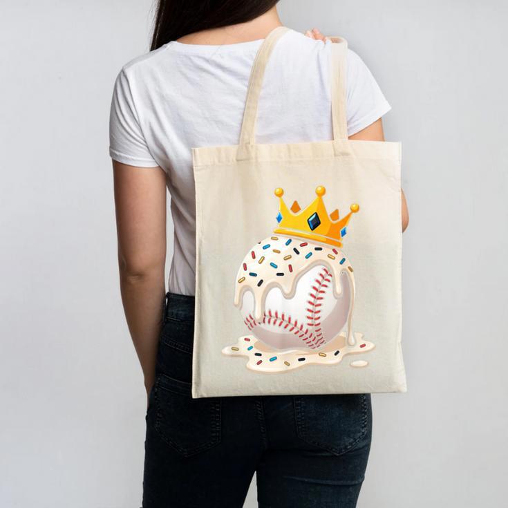Baseball Drip Ice Cream Crown Melt Graphic Canvas Tote Bag