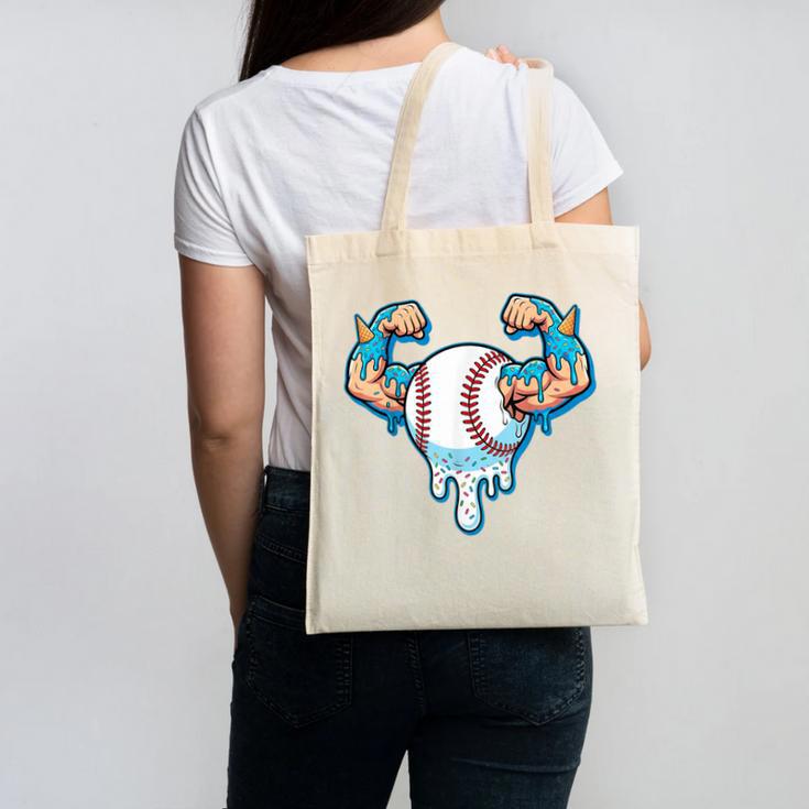 Baseball Drip Ice Cream Strong Character Canvas Tote Bag