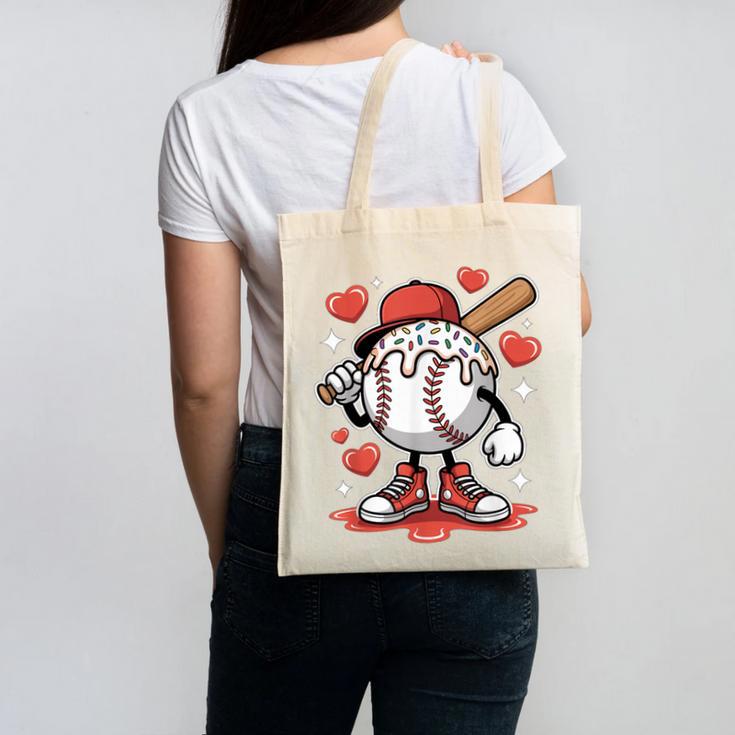 Baseball Drip Valentine Boys Women Men Hearts Sport Love Canvas Tote Bag