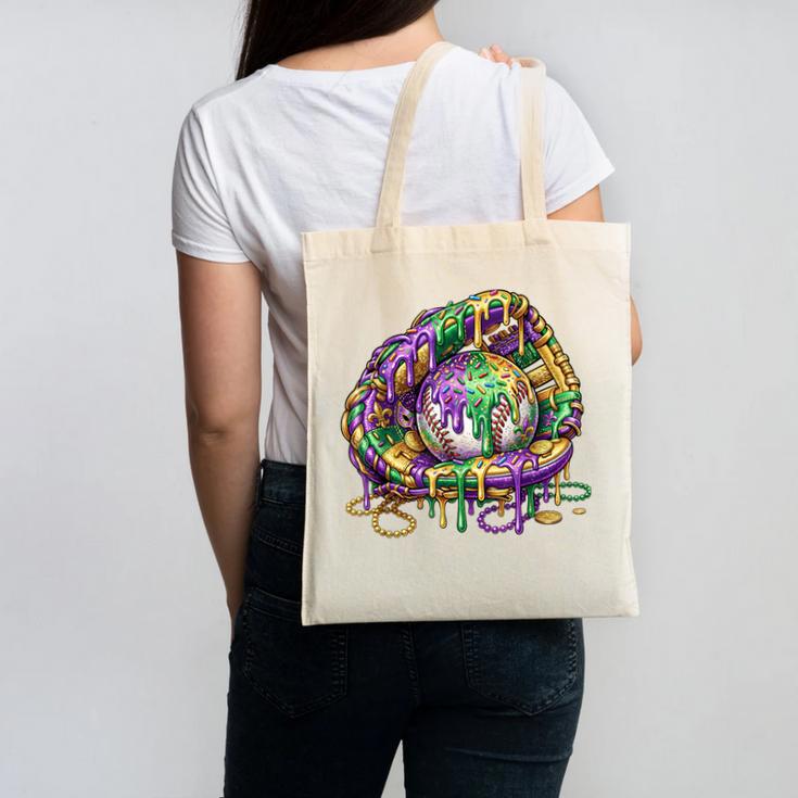Baseball Glove Ice Cream Mardi Gras Dripping Boys Youth Kids Canvas Tote Bag