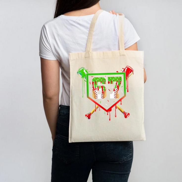 Baseball Ice Cream Drip Number 67 Player 6 7 Christmas Pjs Canvas Tote Bag