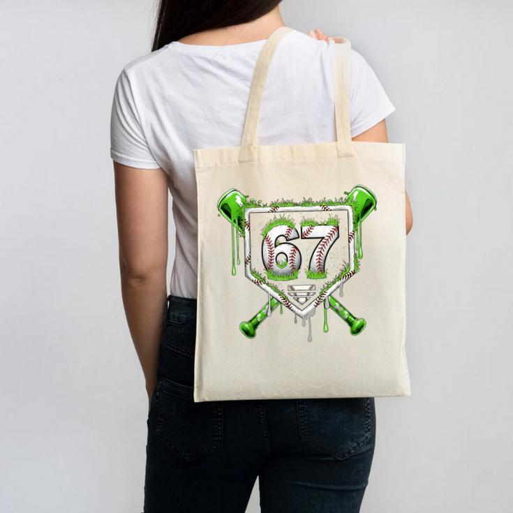 Baseball Ice Cream Drip Number 67 Player 67th Birthday Kids Canvas Tote Bag