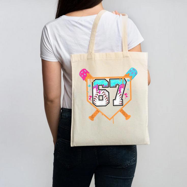 Baseball Ice Cream Drip Number 67 Player Six Seven Meme 6 7 Canvas Tote Bag