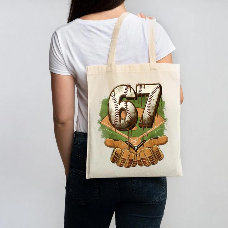 Baseball Ice Cream Drip Number 67 Playground Player 67th Canvas Tote Bag