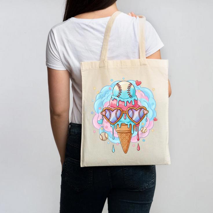 Baseball Ice Cream Heart Sunglasses Youth Boys Valentine Canvas Tote Bag