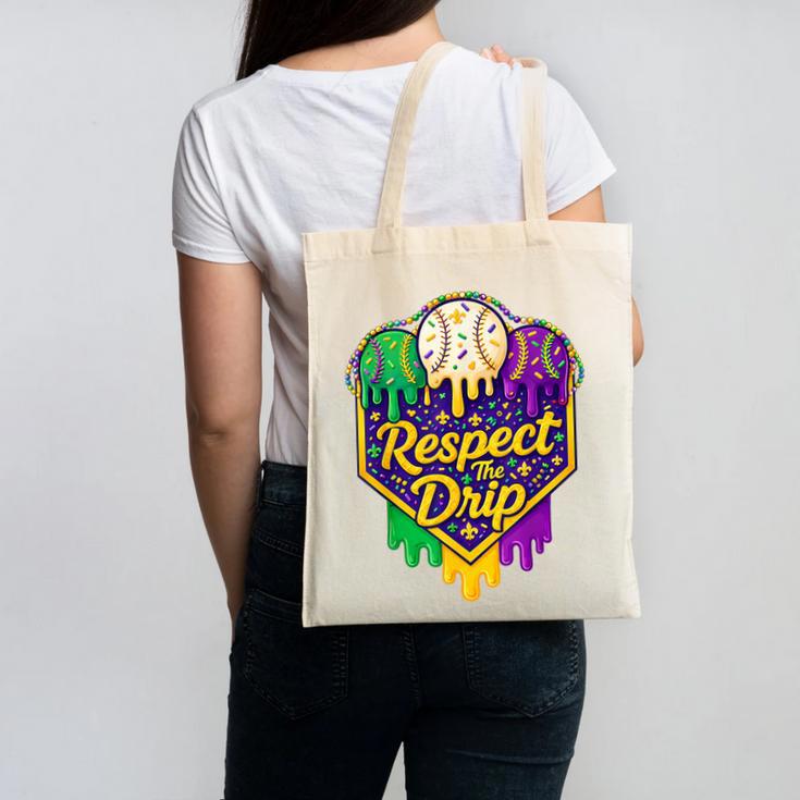 Baseball Ice Cream Respect The Drip Mardi Gras Carnival Boys Canvas Tote Bag