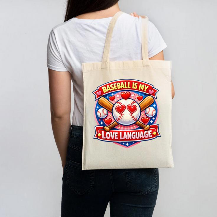Baseball Is My Love Language Valentine Canvas Tote Bag