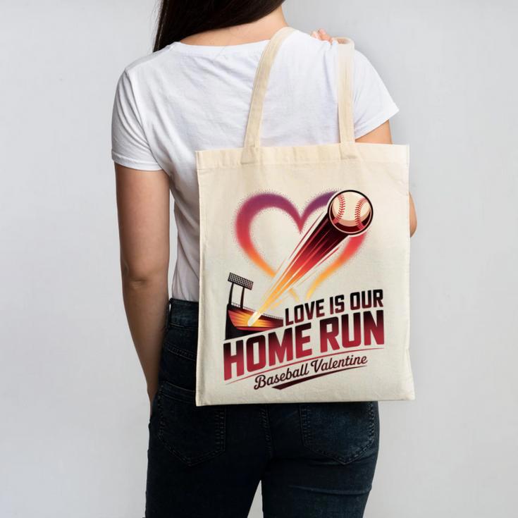 Baseball Valentine Love Is Our Home Run Apparel Canvas Tote Bag