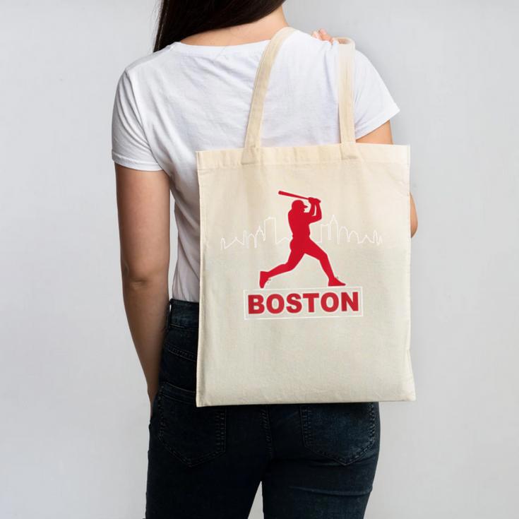 Boston Lovers Skyline Retro Baseball Heartbeat Men Women Canvas Tote Bag