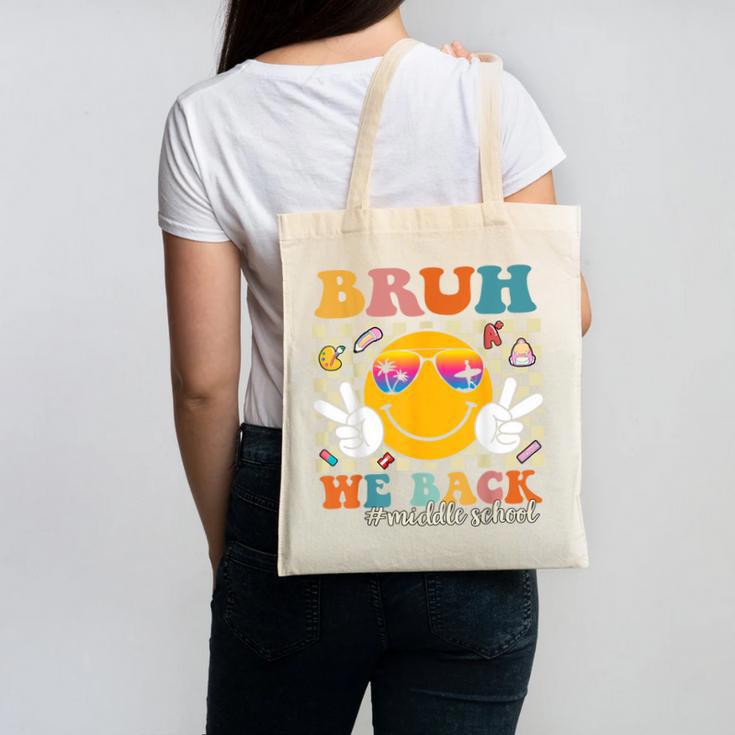 Bruh We Back Middle School Retro Back To School Boys Girls Canvas Tote Bag