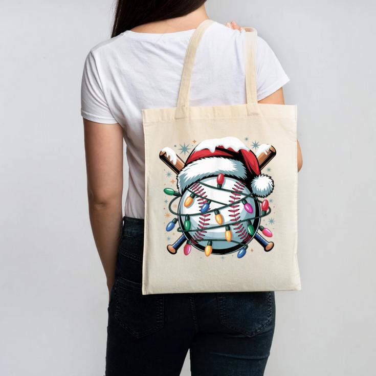 Christmas Baseball Boy Youth Kid Men Santa Hat Xmas Baseball Canvas Tote Bag