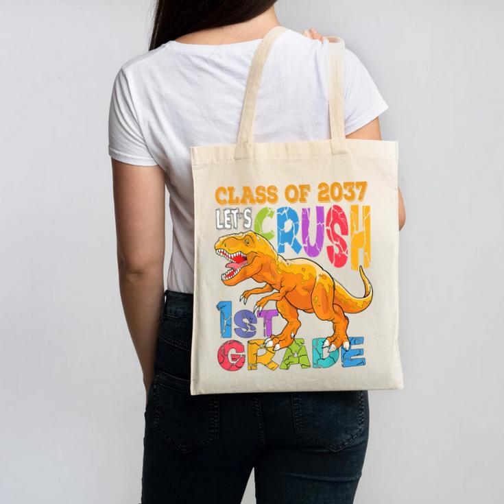 Crush 1st Grade Dinosaur Back To School Class Of 2037 Boy Canvas Tote Bag