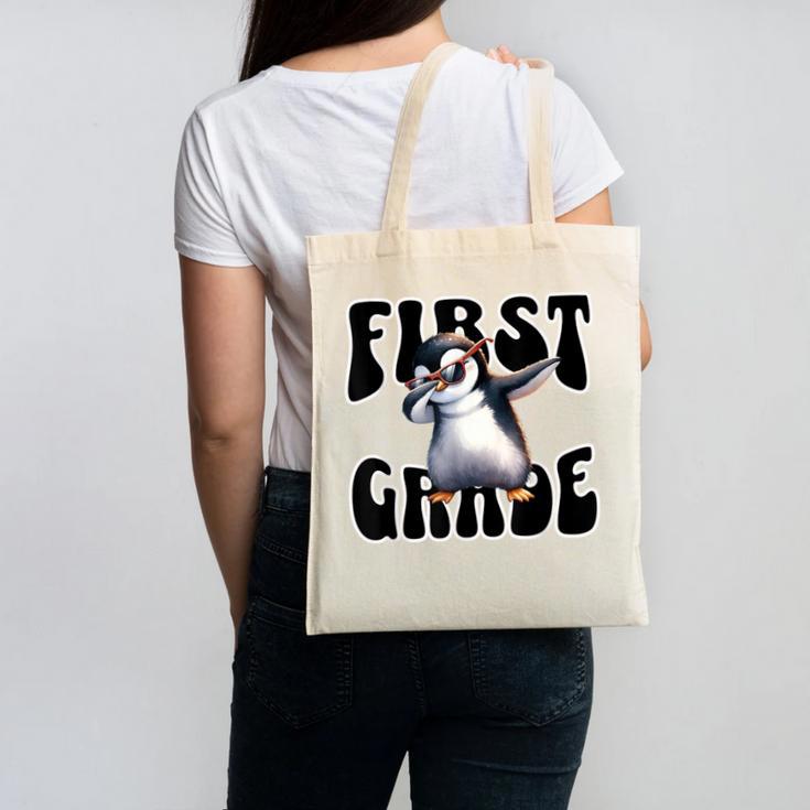 Cute Dabbing Penguin First Grade Back To School Canvas Tote Bag