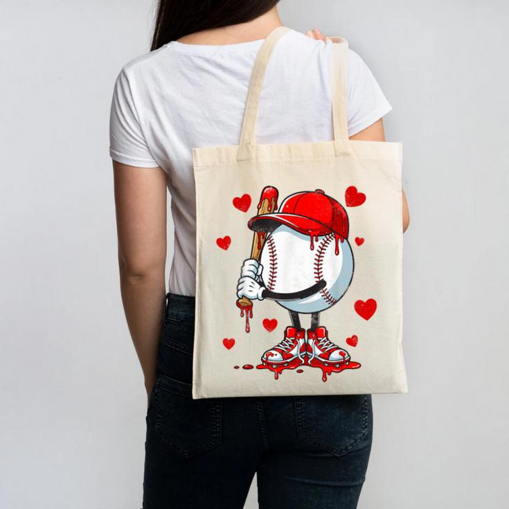 Cute Dripping Baseball Lover Valentines Day Boys Kids Canvas Tote Bag