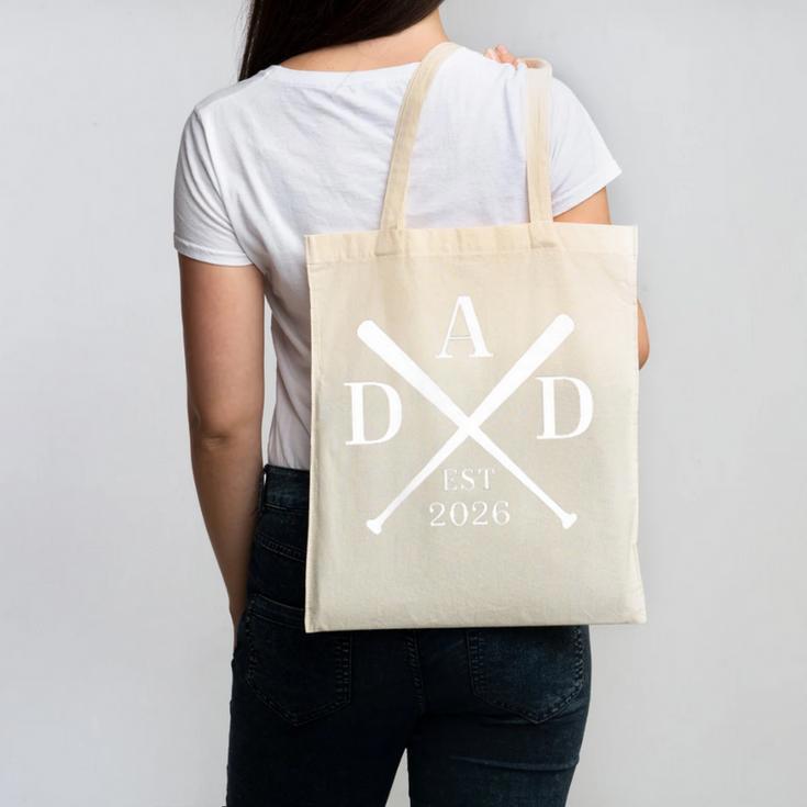 Dad Est 2026 Father Loading New Dad Baseball Pocket Canvas Tote Bag