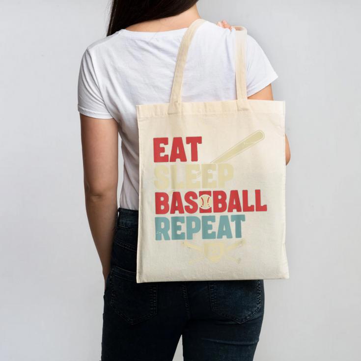 Eat Sleep Baseball Repeat Bat Ball Player Fan Canvas Tote Bag