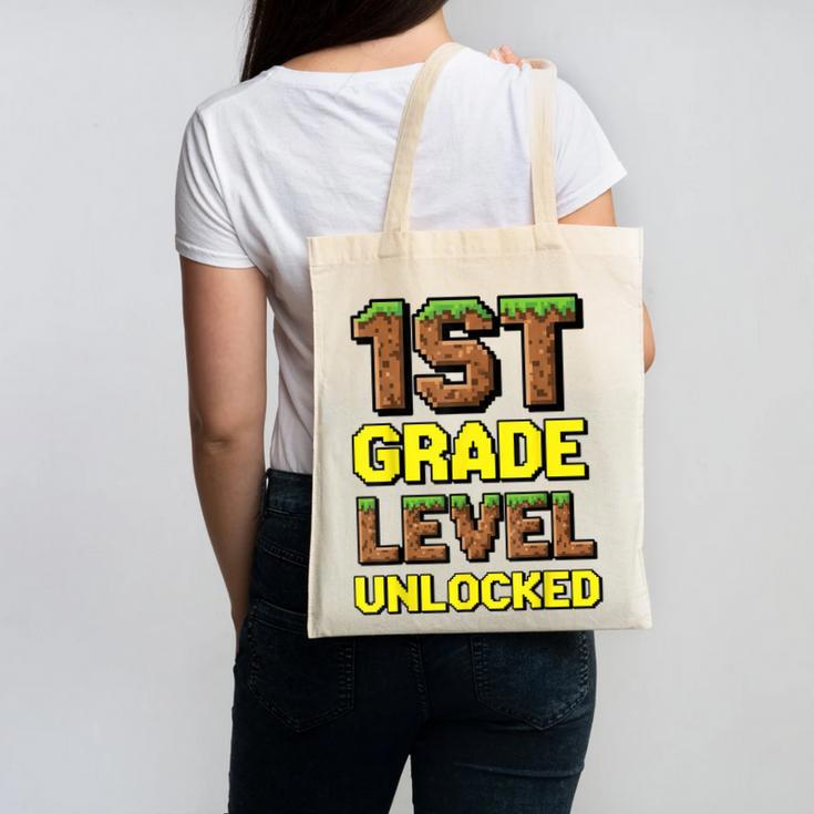 First Day Of 1st Grade Level Unlocked Back To School For Boy Canvas Tote Bag